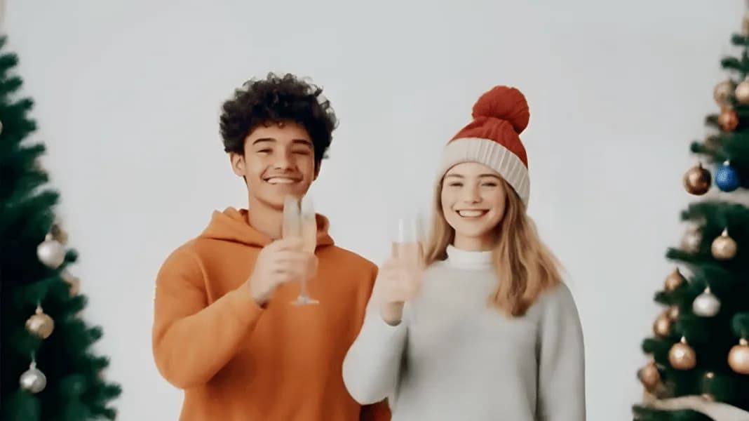 Efecto de brindis navideño con IA gratuito