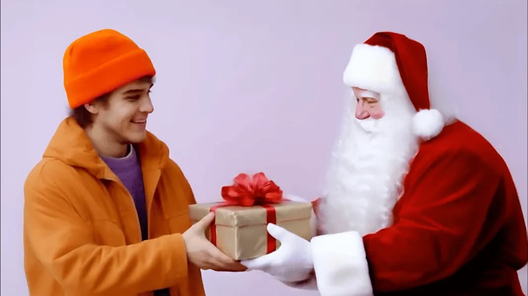 Santa Claus de IA dando regalos