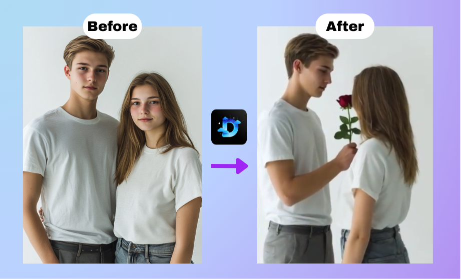 Use giving rose ai to let the person in the image send rose to another.